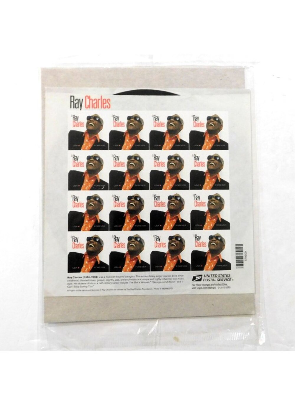 Ray Charles Forever Stamps Sheet Of 16 New Sealed USPS 2013 Issue #579544